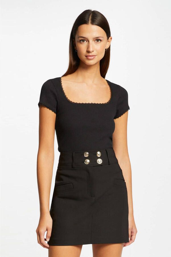 Morgan ribgebreide top zwart - Foto 2