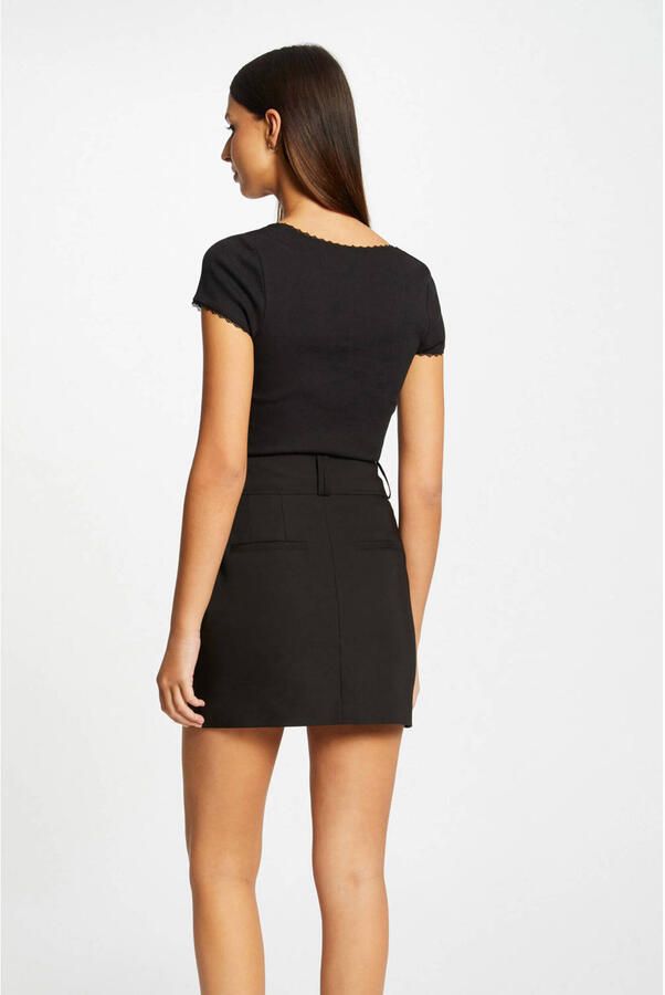 Morgan ribgebreide top zwart