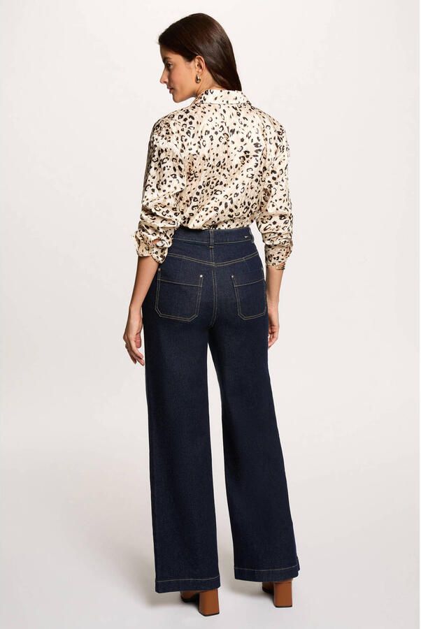 Morgan satijnen blouse met panterprint zand - Foto 2