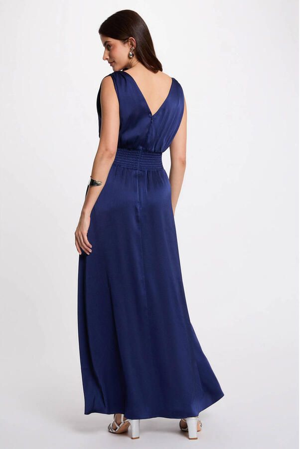 Morgan satijnen maxi jurk donkerblauw - Foto 2