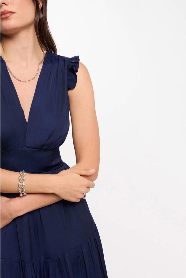 Morgan satijnen maxi jurk donkerblauw