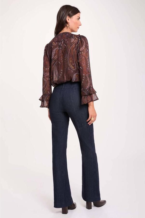 Morgan semi-transparante blouse met paisley donkerbruin camel - Foto 3