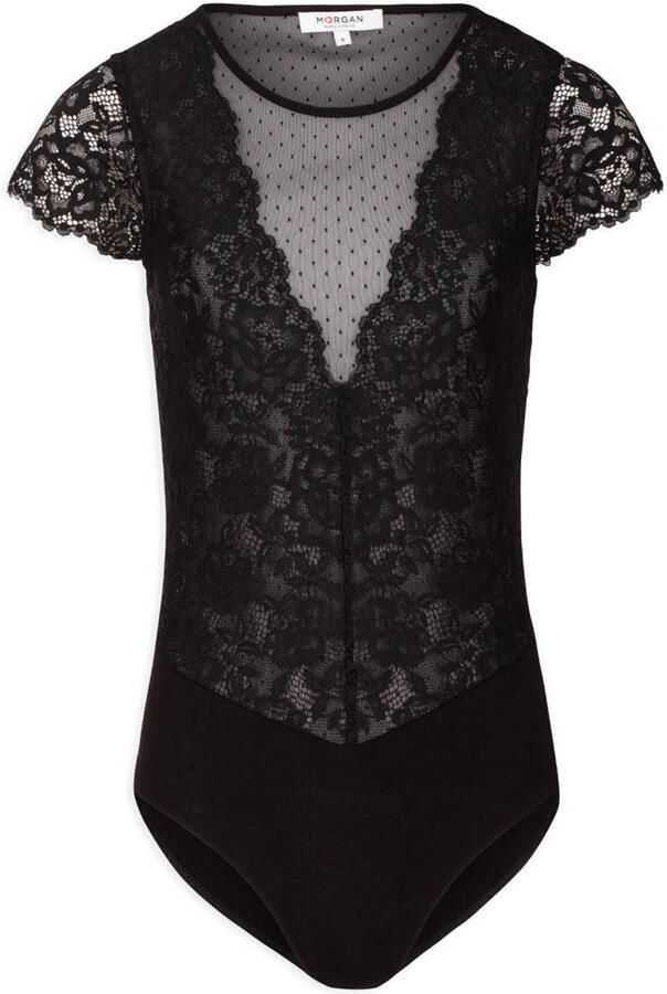 Morgan semi-transparante body met kant zwart
