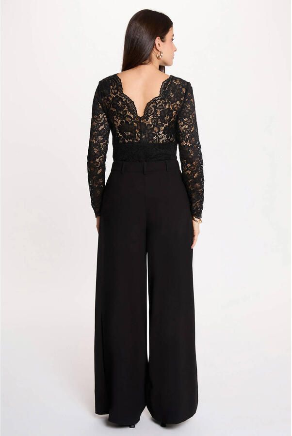 Morgan semi-transparante body top met open rug zwart - Foto 2