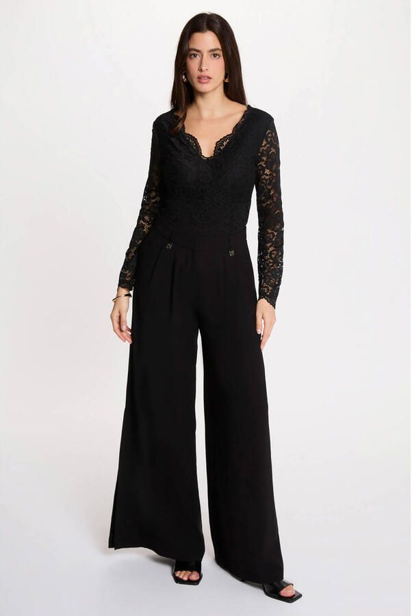 Morgan semi-transparante body top met open rug zwart - Foto 3