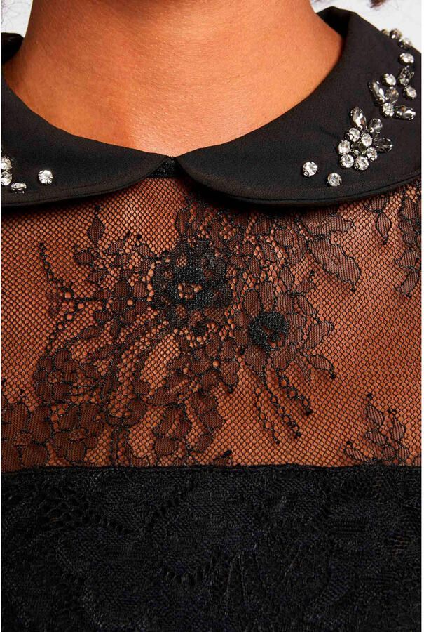 Morgan semi-transparante kanten top zwart