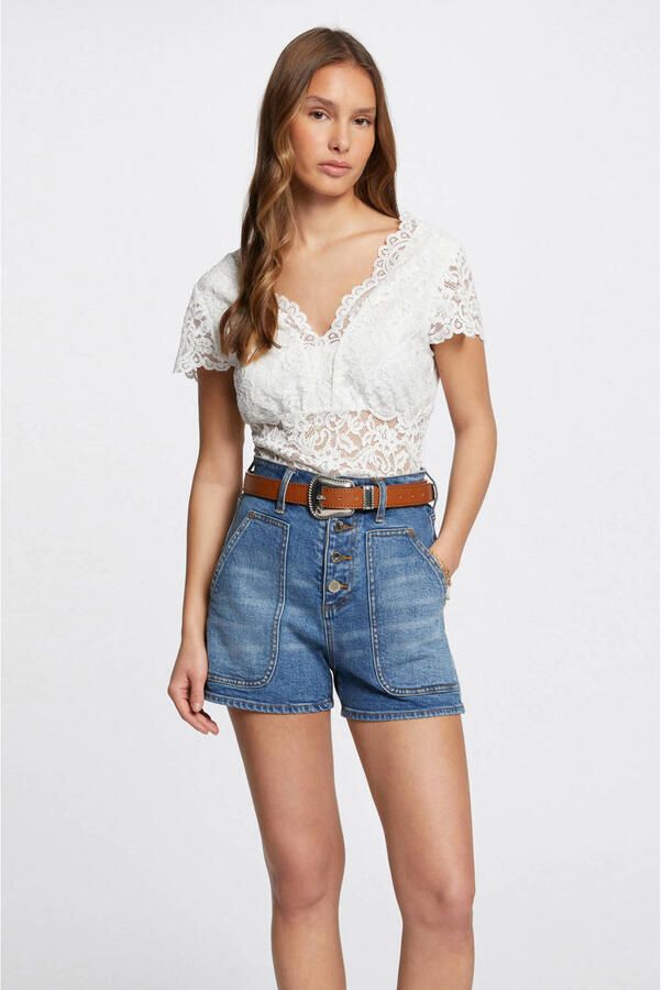 Morgan semi-transparante top ecru