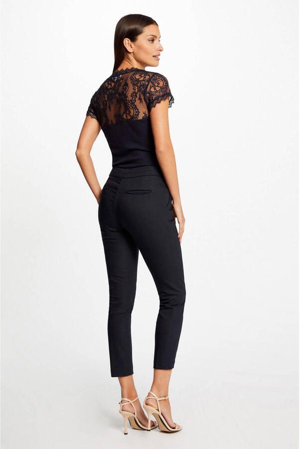 Morgan semi-transparante top met kant marine - Foto 3