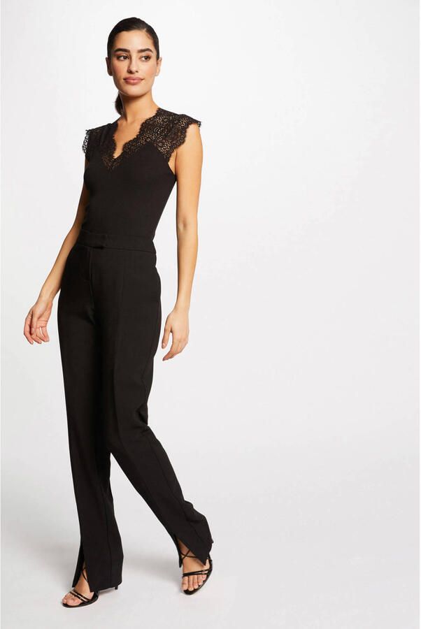 Morgan semi-transparante top met kant zwart