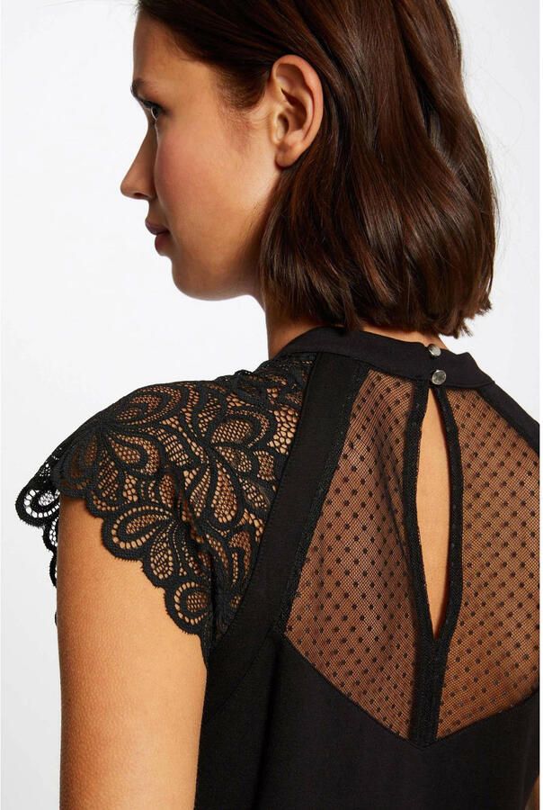 Morgan semi-transparante top met kant zwart