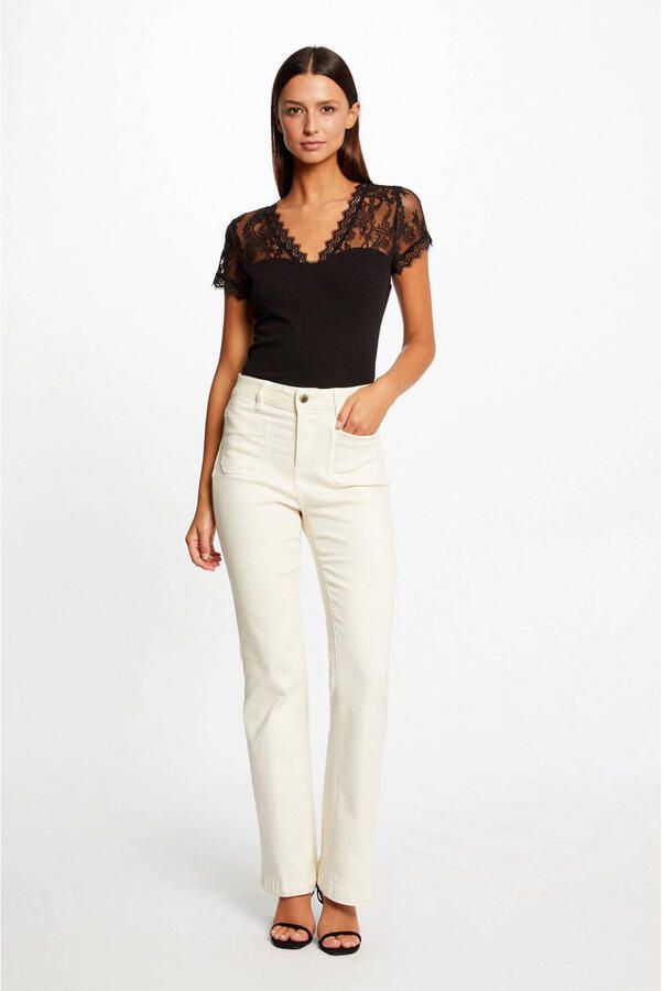 Morgan semi-transparante top met kant zwart - Foto 3