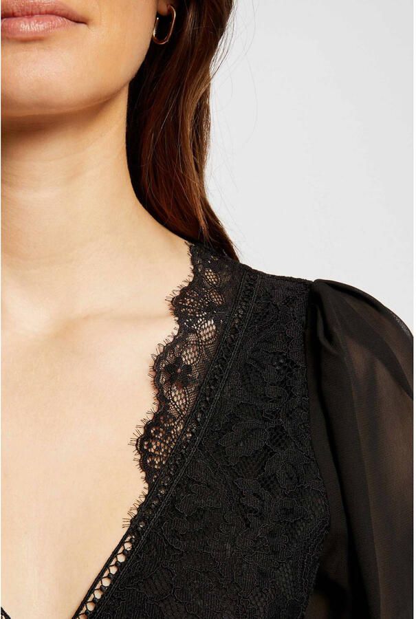 Morgan semi-transparante top zwart