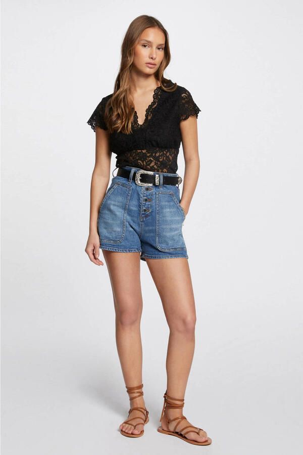 Morgan semi-transparante top zwart