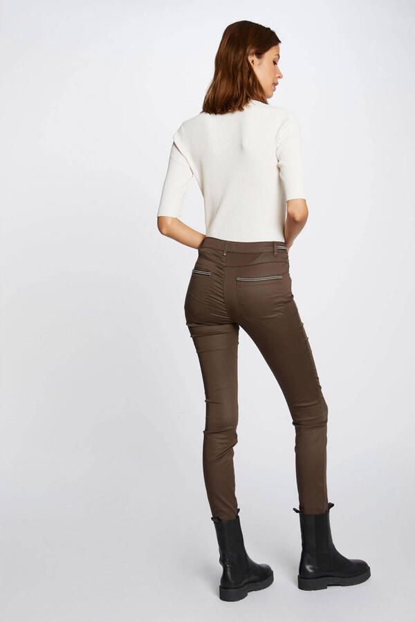 Morgan slim fit broek bruin