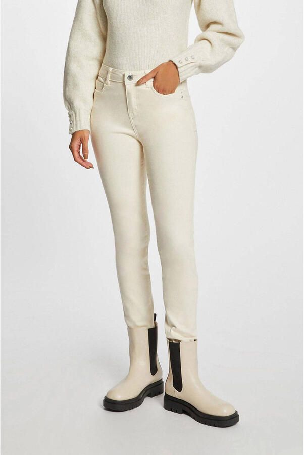 Morgan slim fit broek ecru