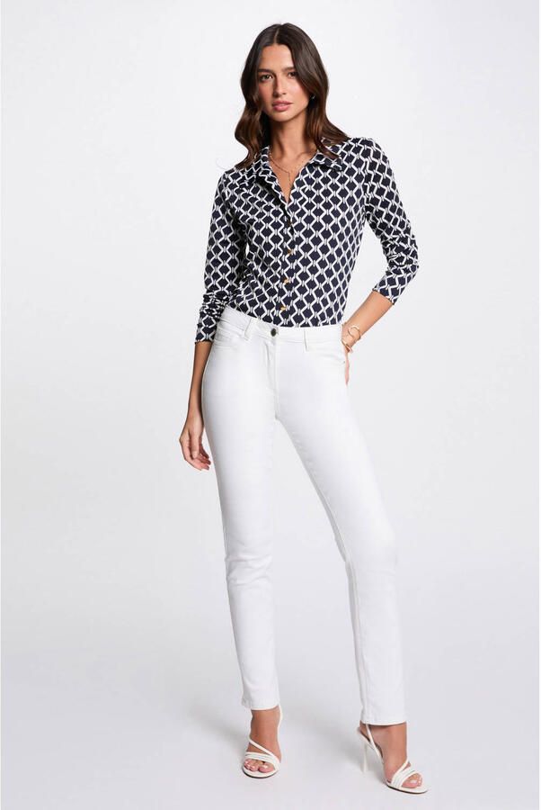 Morgan slim regular waist broek wit - Foto 2