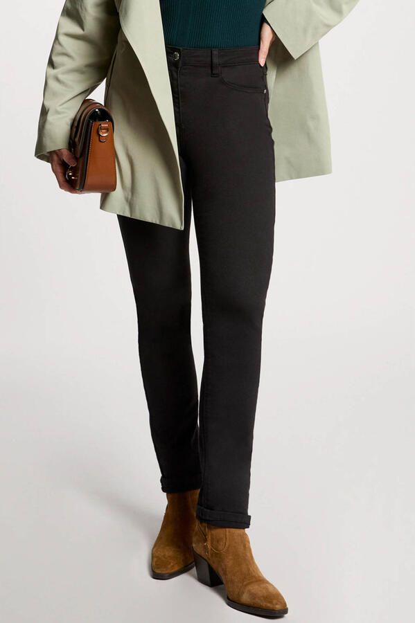 Morgan slim regular waist casual broek zwart
