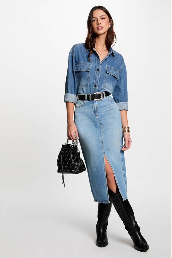 Morgan spijkerrok light blue denim