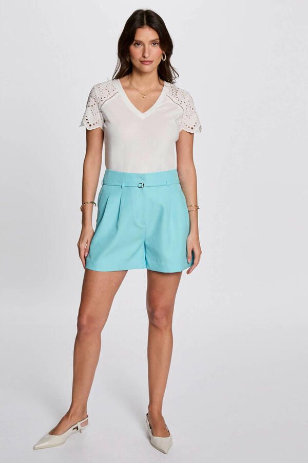 Morgan straight high waist casual short lichtblauw - Foto 2