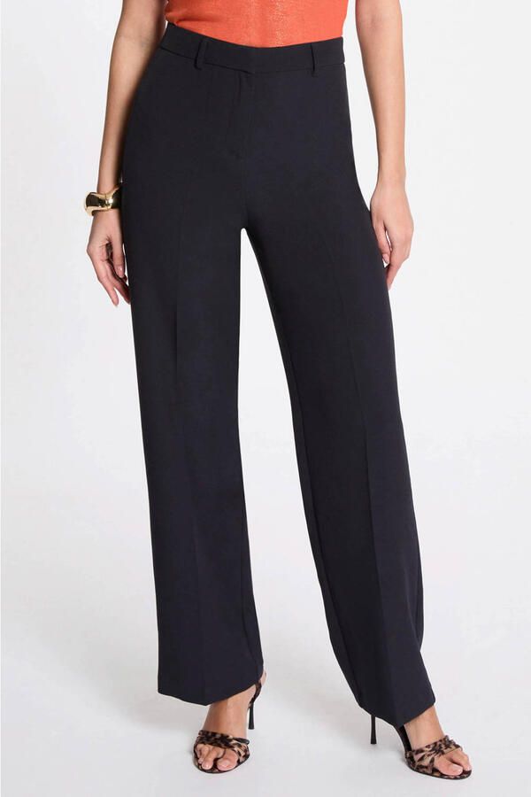 Morgan straight high waist pantalon marineblauw