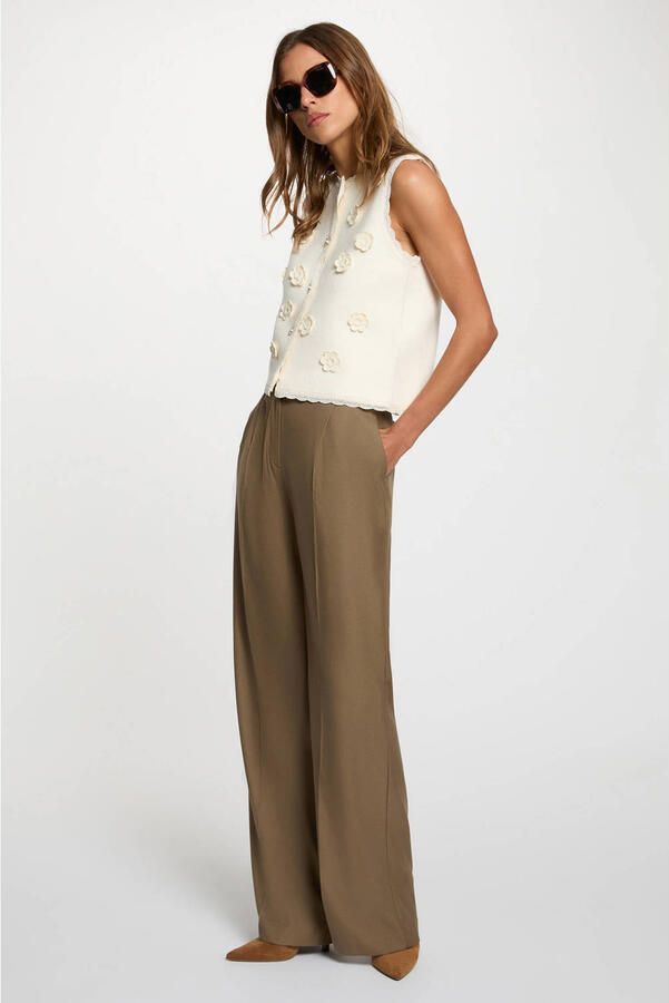 Morgan straight high waist pantalon kaki