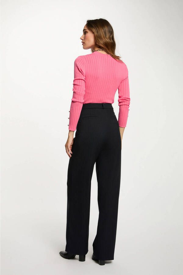 Morgan straight high waist pantalon marineblauw - Foto 2
