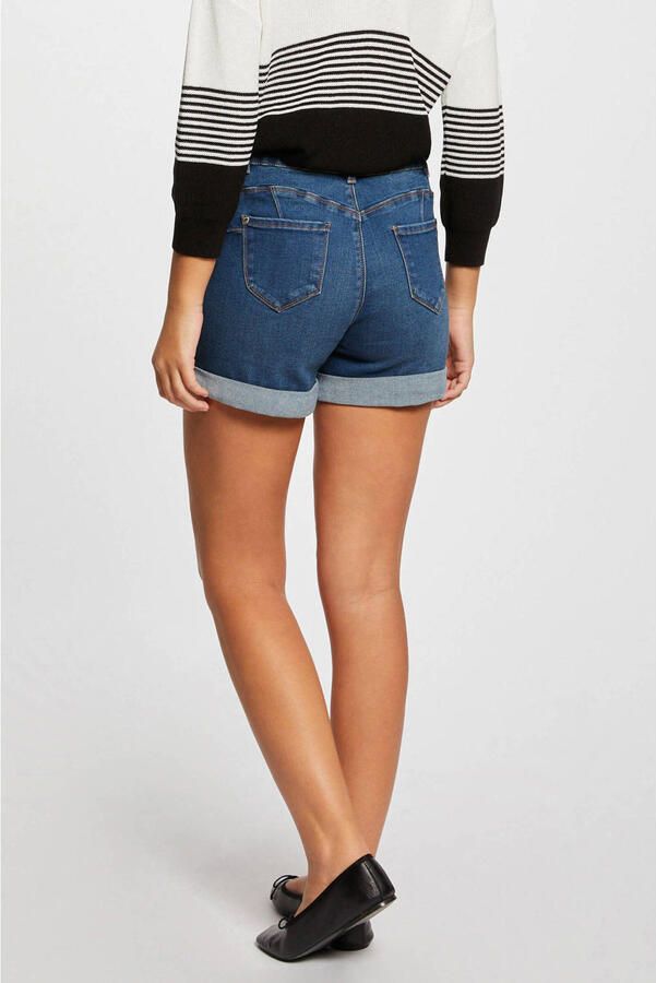 Morgan straight high waist short medium blue denim - Foto 2