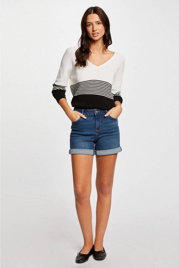 Morgan straight high waist short medium blue denim