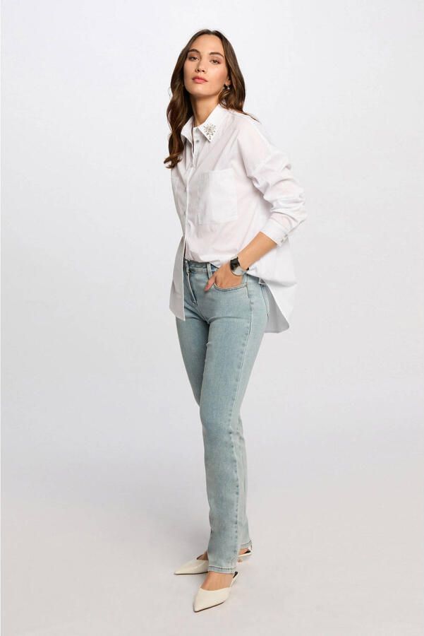 Morgan straight leg jeans light blue denim - Foto 3