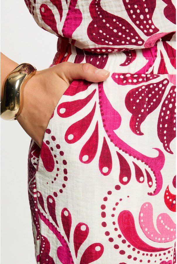 Morgan straight regular waist casual broek met paisley print ecru - Foto 2