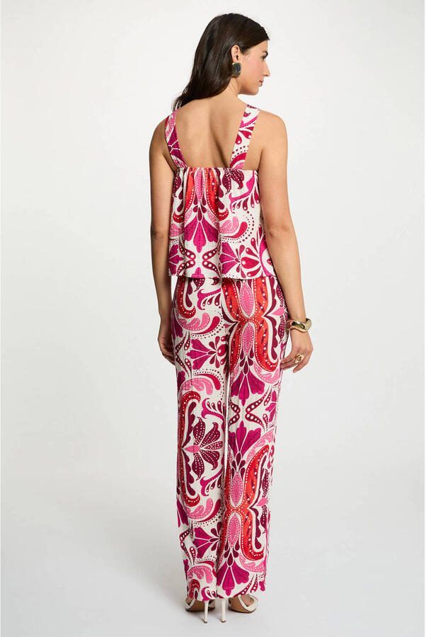 Morgan straight regular waist casual broek met paisley print ecru - Foto 3