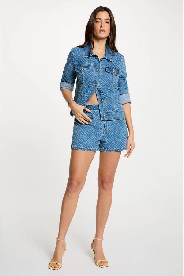 Morgan straight regular waist short medium blue denim