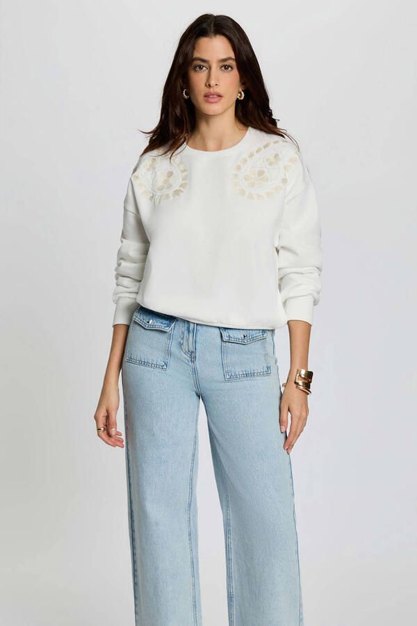 Morgan sweater ecru broderie