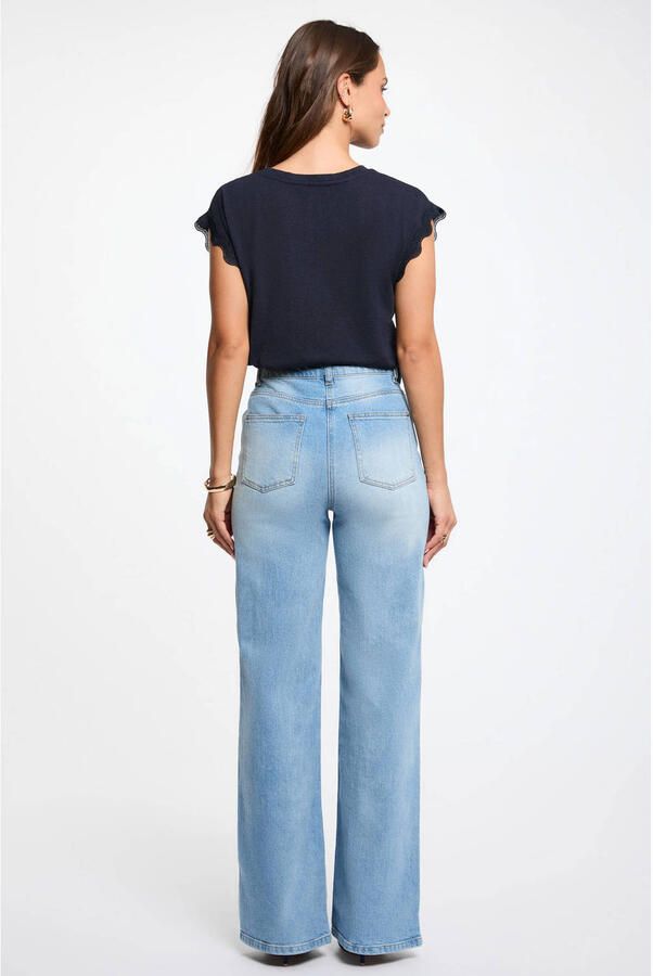 Morgan T-shirt met broderie donkerblauw - Foto 2
