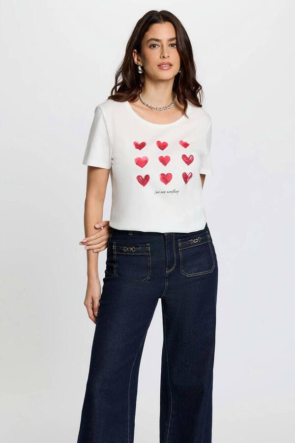 Morgan T-shirt met hartjes wit