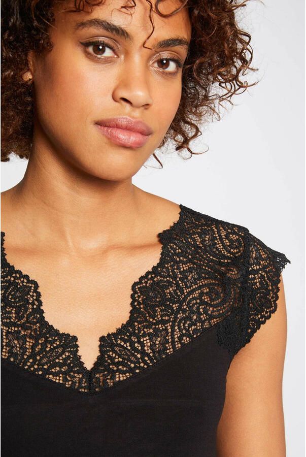 Morgan T-shirt met kant zwart - Foto 3