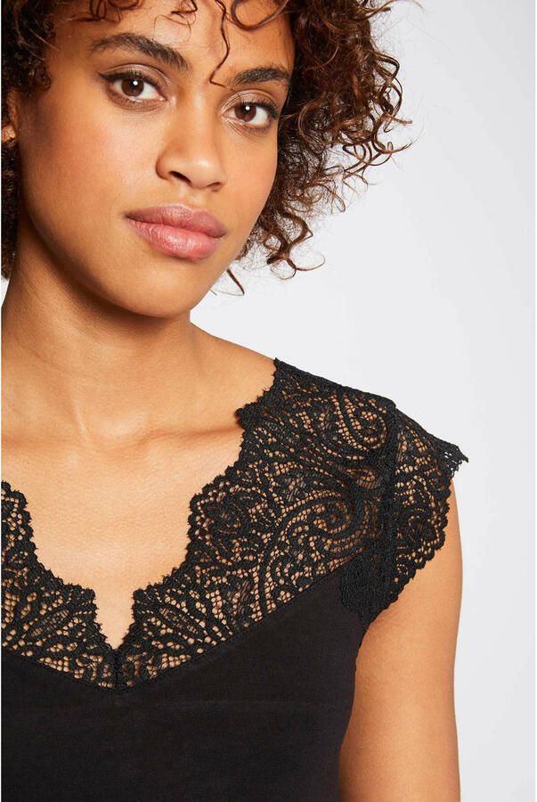 Morgan T-shirt met kant zwart