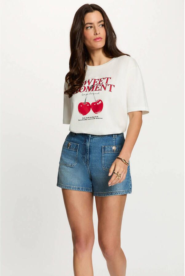 Morgan T-shirt met print wit