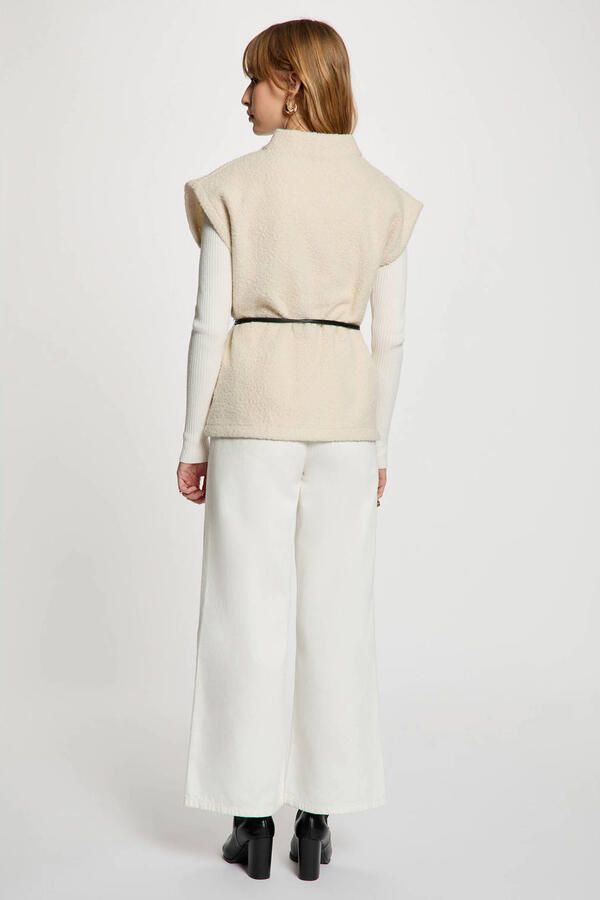 Morgan teddy gilet met ceintuur ecru - Foto 2