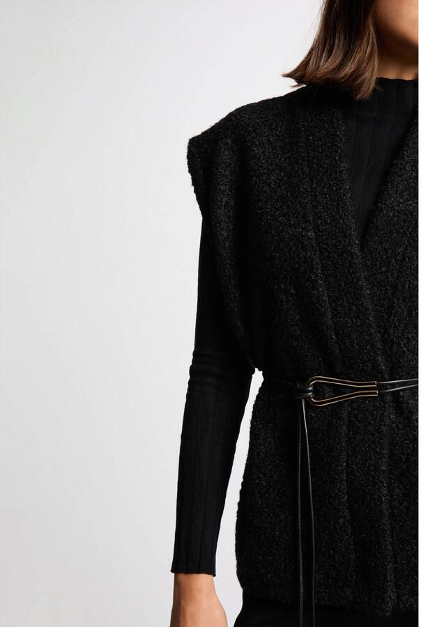 Morgan teddy gilet met ceintuur zwart - Foto 2