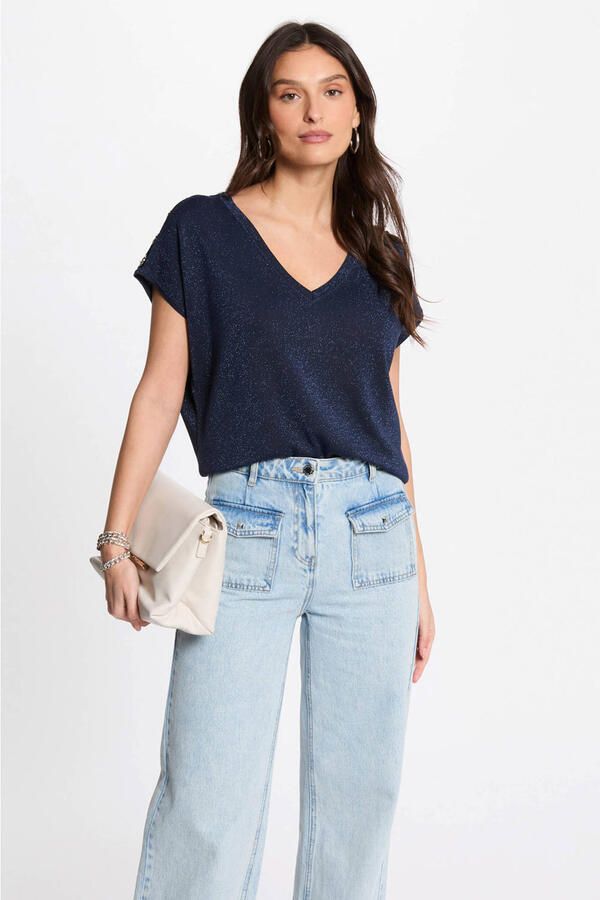 Morgan top blauw met lurex