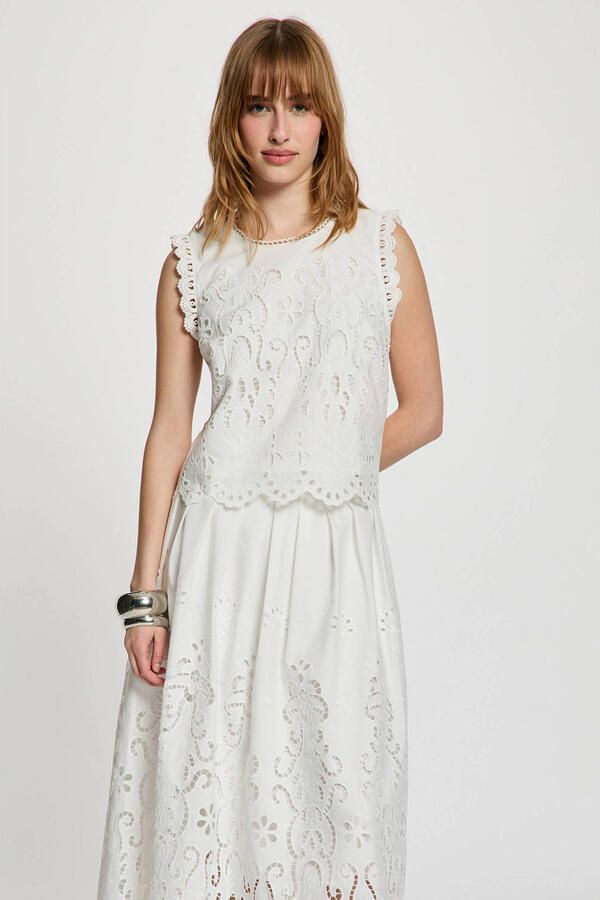 Morgan top broderie ecru