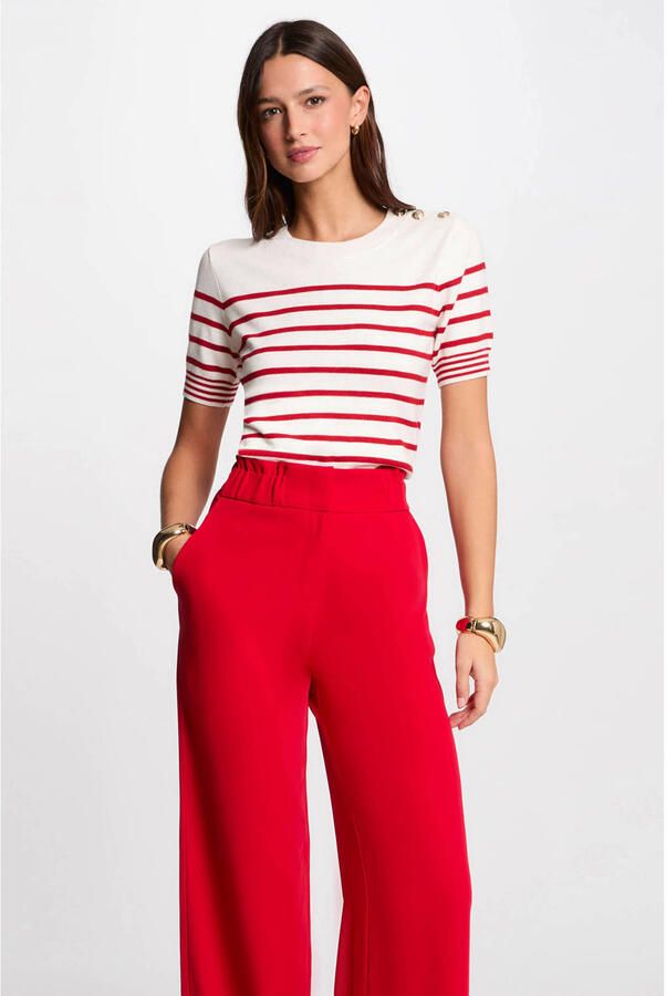 Morgan top ecru rood