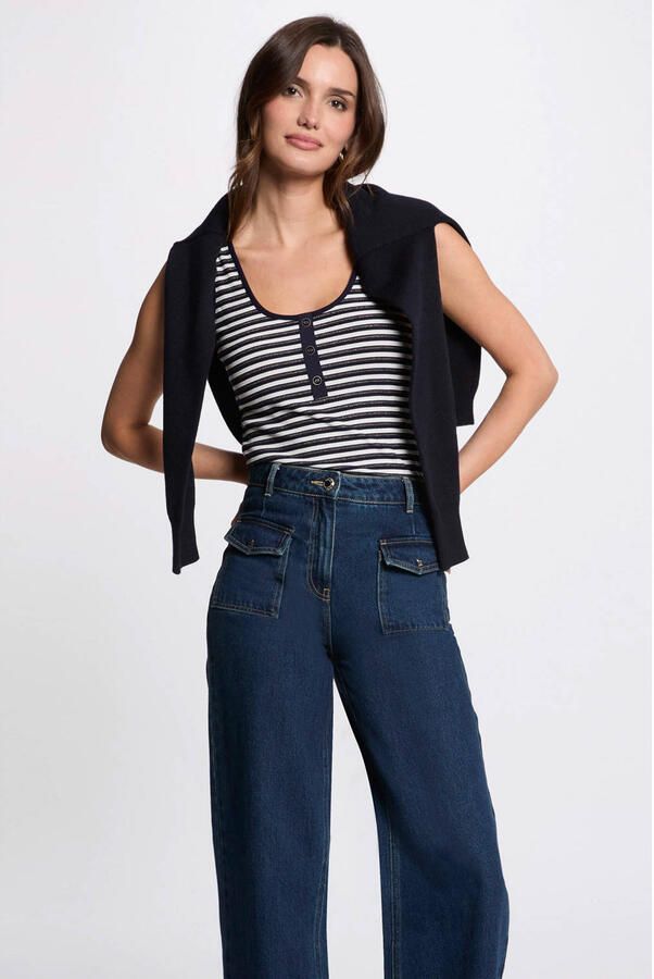 Morgan top marine met lurex