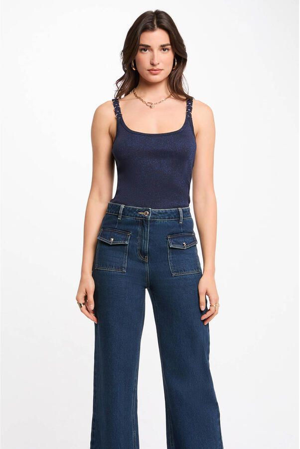 Morgan top marineblauw met glitter