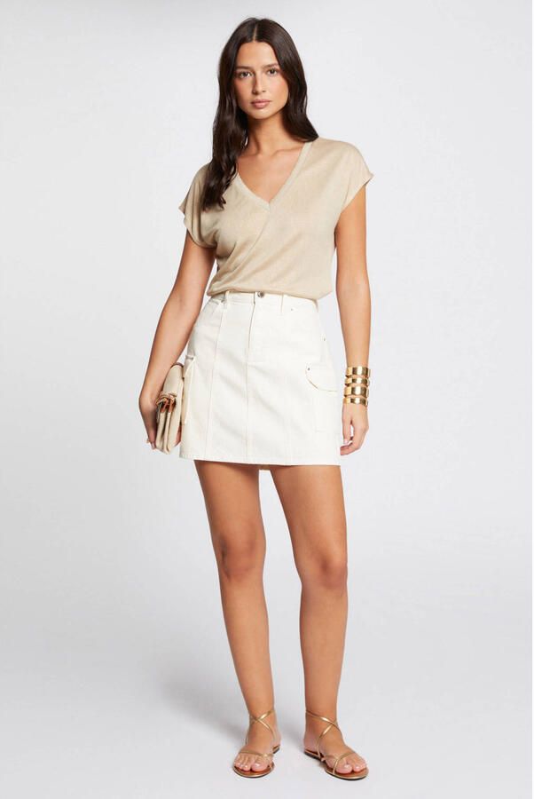 Morgan top met contrastbies beige - Foto 2