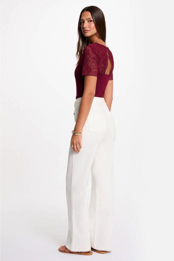 Morgan top met cut-out donkerrood - Foto 3