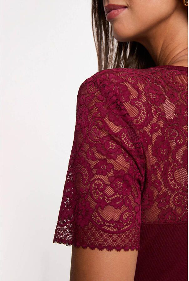 Morgan top met cut-out donkerrood - Foto 2