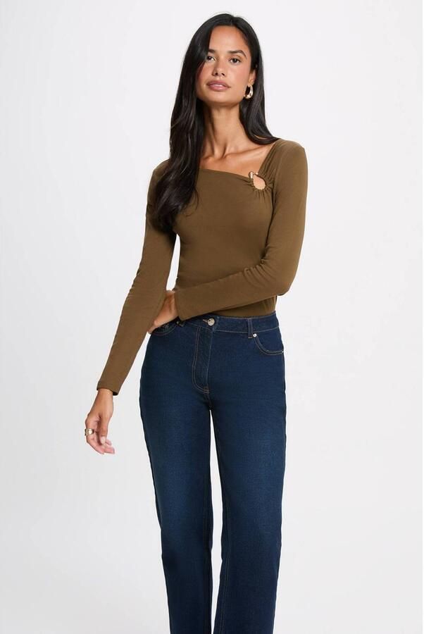 Morgan top met cut-out kakigroen