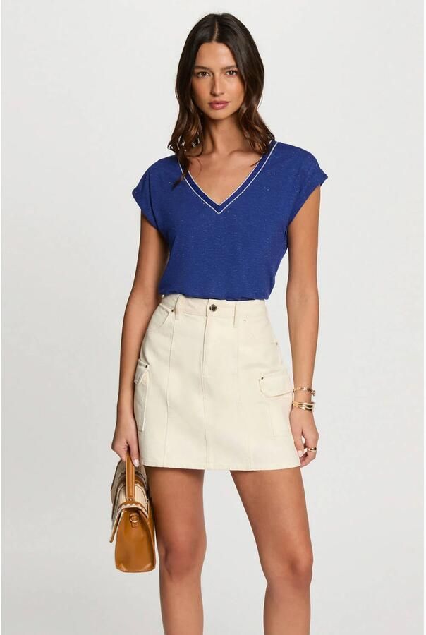 Morgan top met glitter blauw